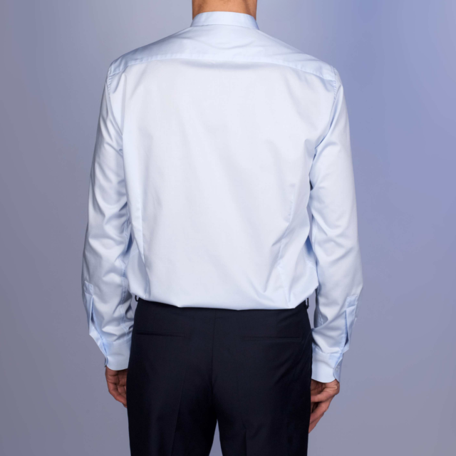 La Chemise Française - Chemise Bleu Ciel Popeline Double Retors - Col Officier – Droite / 50 / Mousquetaires +18€ (pour boutons de manchettes)