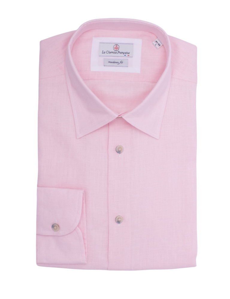 La Chemise Française - Chemise Lin Normand Rose - Col Souple – XL