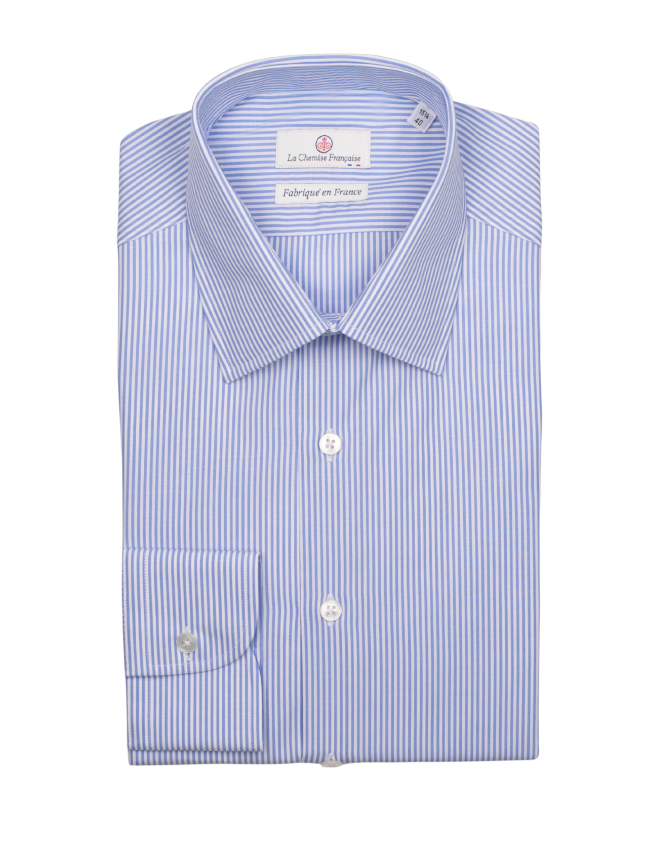 la chemise francaise chemise homme rayure fine bleu ciel 2mm col francais pliee 2a550933 b902 49ba 9b65 6cc7871b9545 La Chemise Française - Chemise Rayure Fine Bleu Ciel 2mm - Col Français – Droite / 50 / Mousquetaire