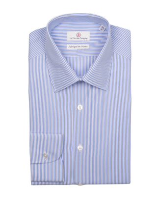 La Chemise Française - Chemise Rayure Fine Bleu Ciel 2mm  Col Français