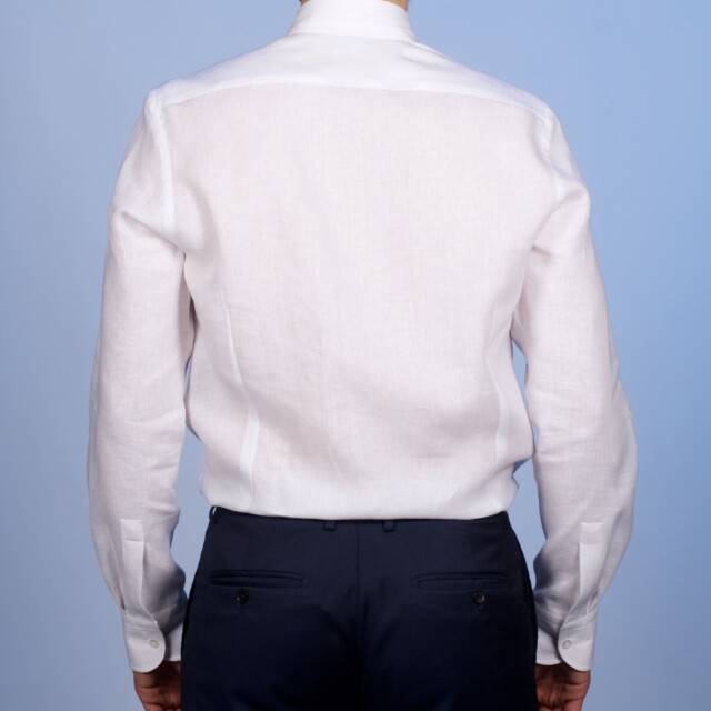 La Chemise Française - Chemise Lin Normand Blanc - Col Souple – 3XL / Ajustée