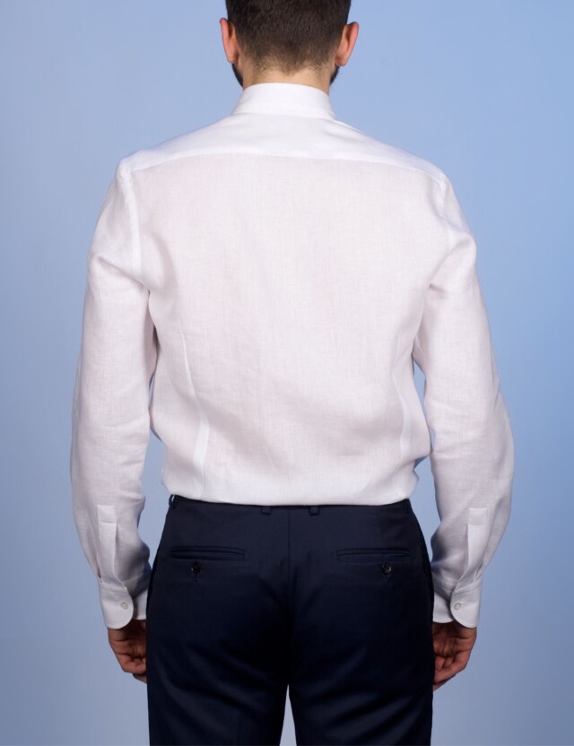 La Chemise Française - Chemise Lin Normand Blanc - Col Souple – 3XL / Ajustée