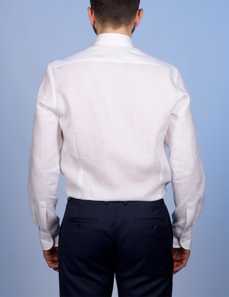 La Chemise Française - Chemise Lin Normand Blanc - Col Souple – 3XL / Ajustée