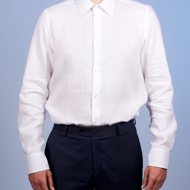 La Chemise Française - Chemise Lin Normand Blanc - Col Souple – 3XL / Ajustée