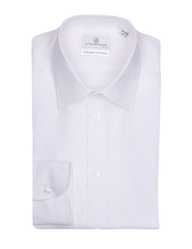 La Chemise Française - Chemise Lin Normand Blanc – Col Souple