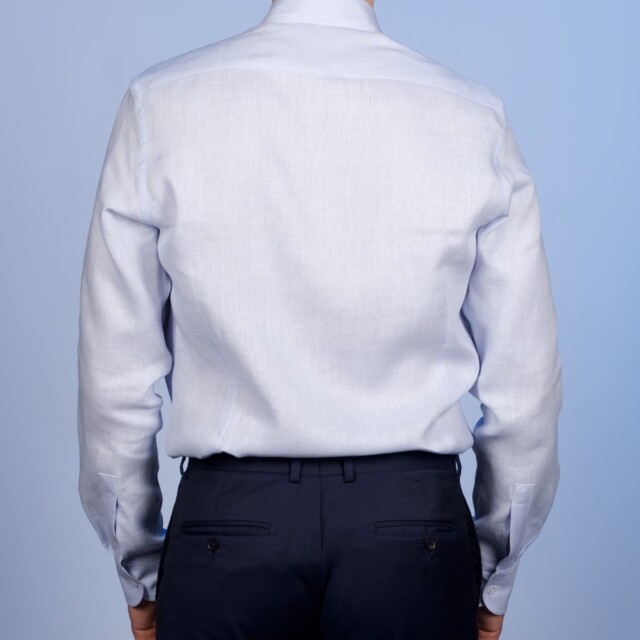 La Chemise Française - Chemise Lin Normand Bleu Ciel - Col Souple – 3XL / Ajustée
