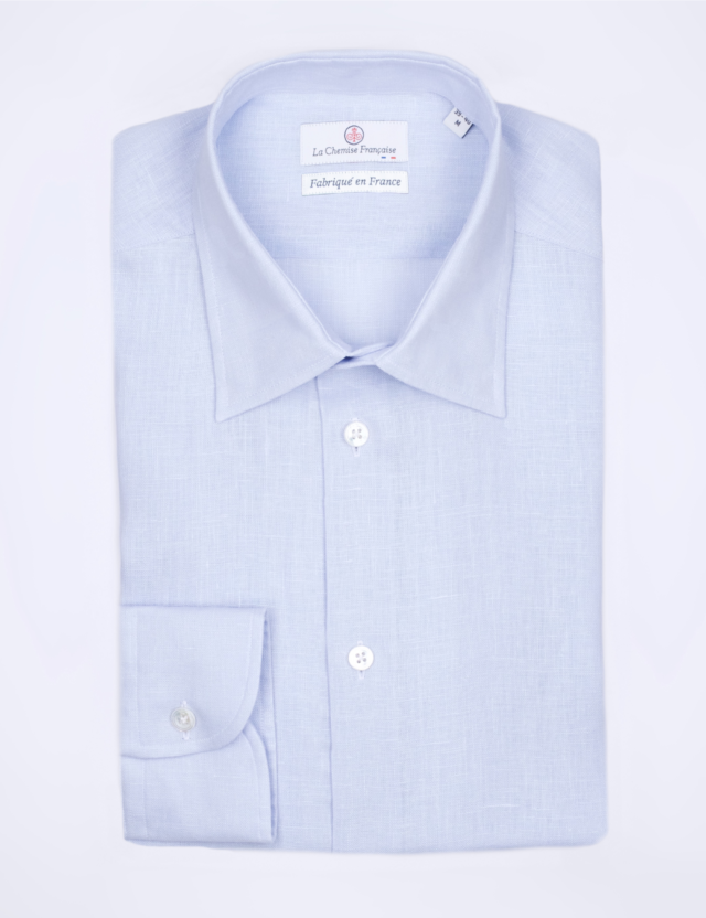 La Chemise Française - Chemise Lin Normand Bleu Ciel  – Col Souple