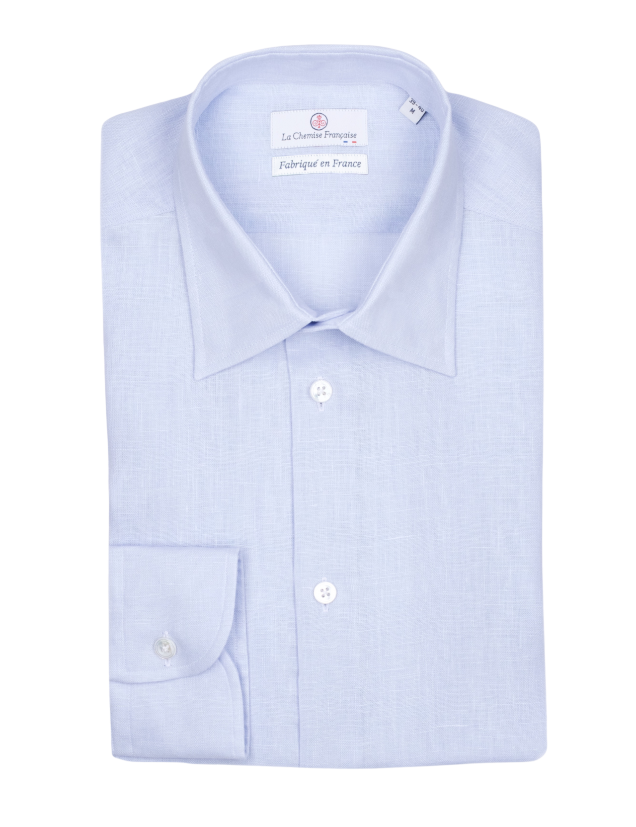la chemise francaise chemise lin bleu ciel col souple pliee e98f475f a06b 4cf5 9a89 4e7eedcafb22 La Chemise Française - Chemise Lin Normand Bleu Ciel - Col Souple – 3XL / Ajustée