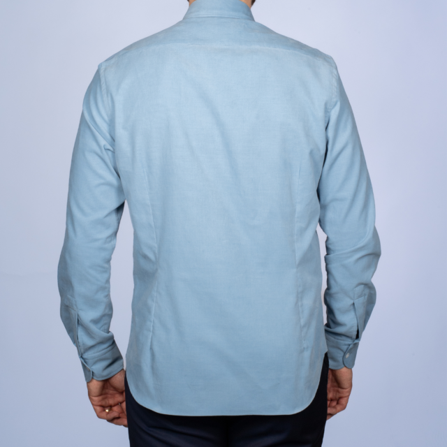 La Chemise Française - Chemise Velours Milleraies Bleu Argile – 2XL