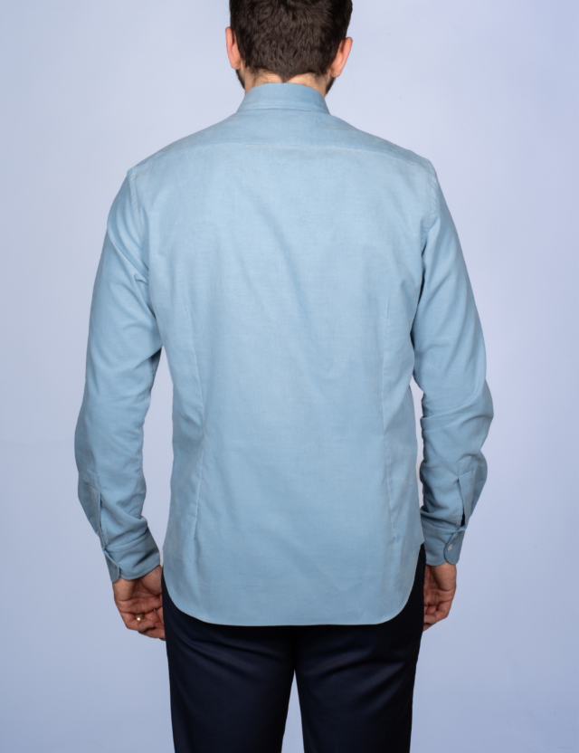 La Chemise Française - Chemise Velours Milleraies Bleu Argile – 2XL