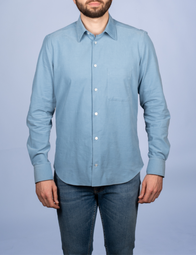 La Chemise Française - Chemise Velours Milleraies Bleu Argile – 2XL