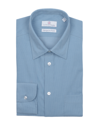 La Chemise Française - Chemise Velours Milleraies Bleu Argile