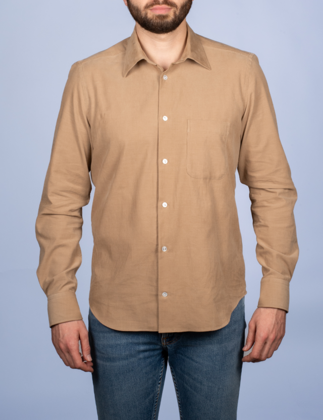 La Chemise Française - Chemise Velours Milleraies Camel – 2XL