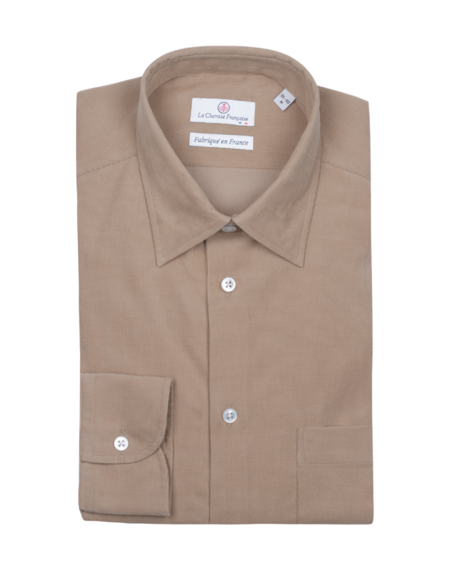 La Chemise Française - Chemise Velours Milleraies Camel