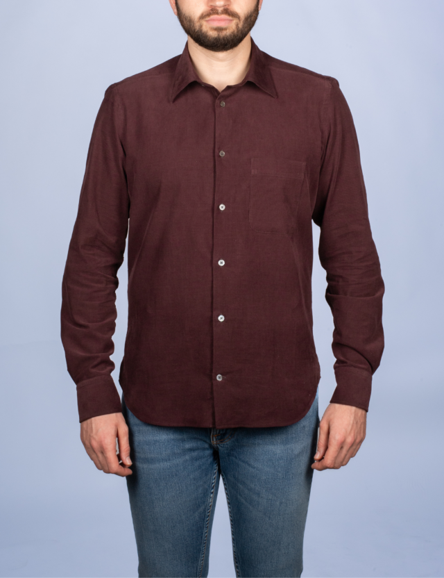 La Chemise Française - Chemise Velours Milleraies Prune – 2XL