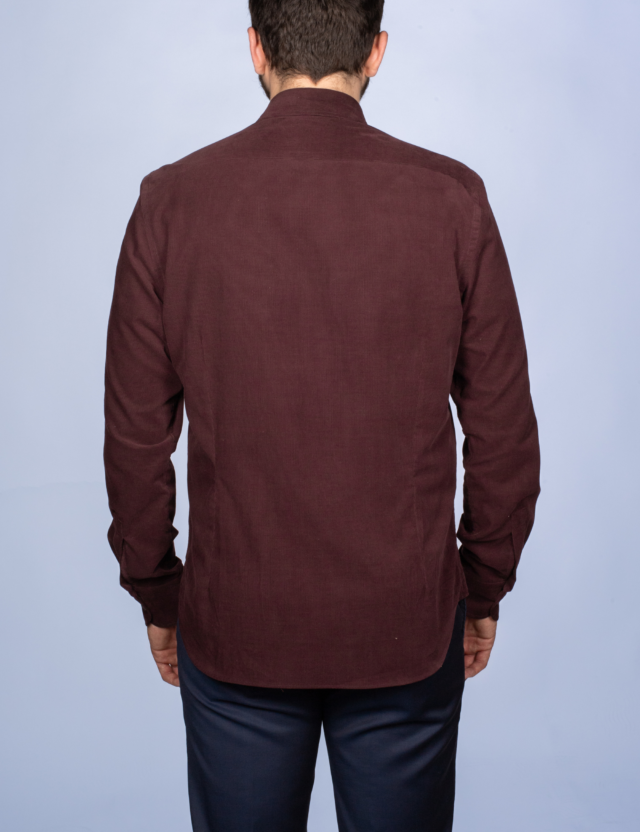 La Chemise Française - Chemise Velours Milleraies Prune – 2XL