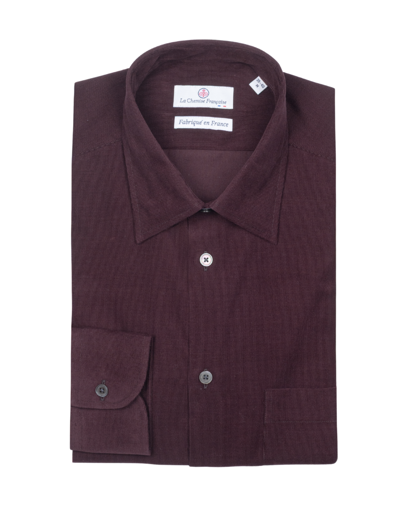 la chemise francaise chemise velours milleraies prune pliee La Chemise Française - Chemise Velours Milleraies Prune – 2XL