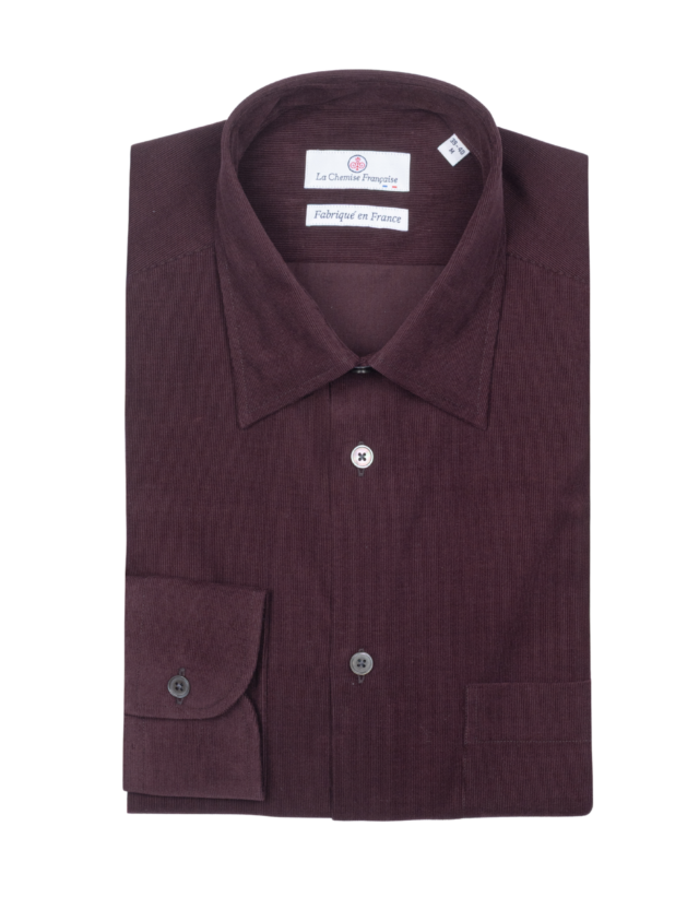 La Chemise Française - Chemise Velours Milleraies Prune