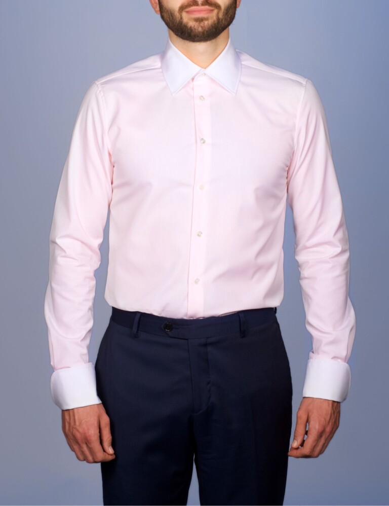 La Chemise Française - Chemise Virtuose Rose/Blanche – Droite / 50