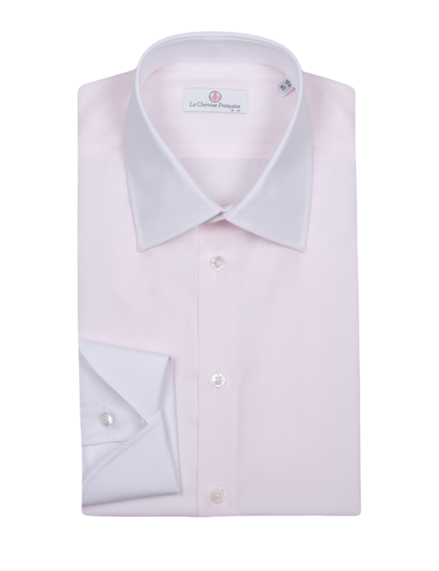 Chemise Virtuose Rose/Blanche par la marque La Chemise Française La Chemise Française - Chemise Virtuose Rose/Blanche