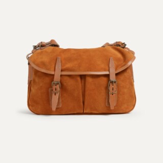 Bleu de Chauffe - Musette du Pêcheur S / Cuir Velours  Ocre