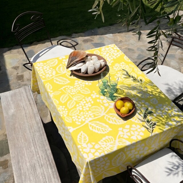 Fleur de Soleil - Nappe enduite Hortensia jaune