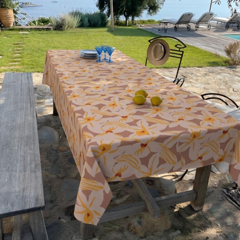 Fleur de Soleil - Nappe enduite Iris