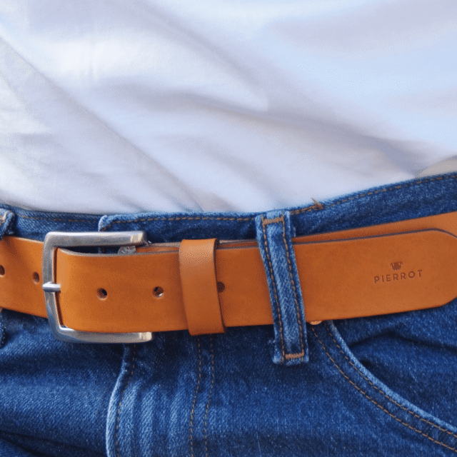 Pierrot - Pack de 2 ceintures en cuir noir et camel – 130 / 130
