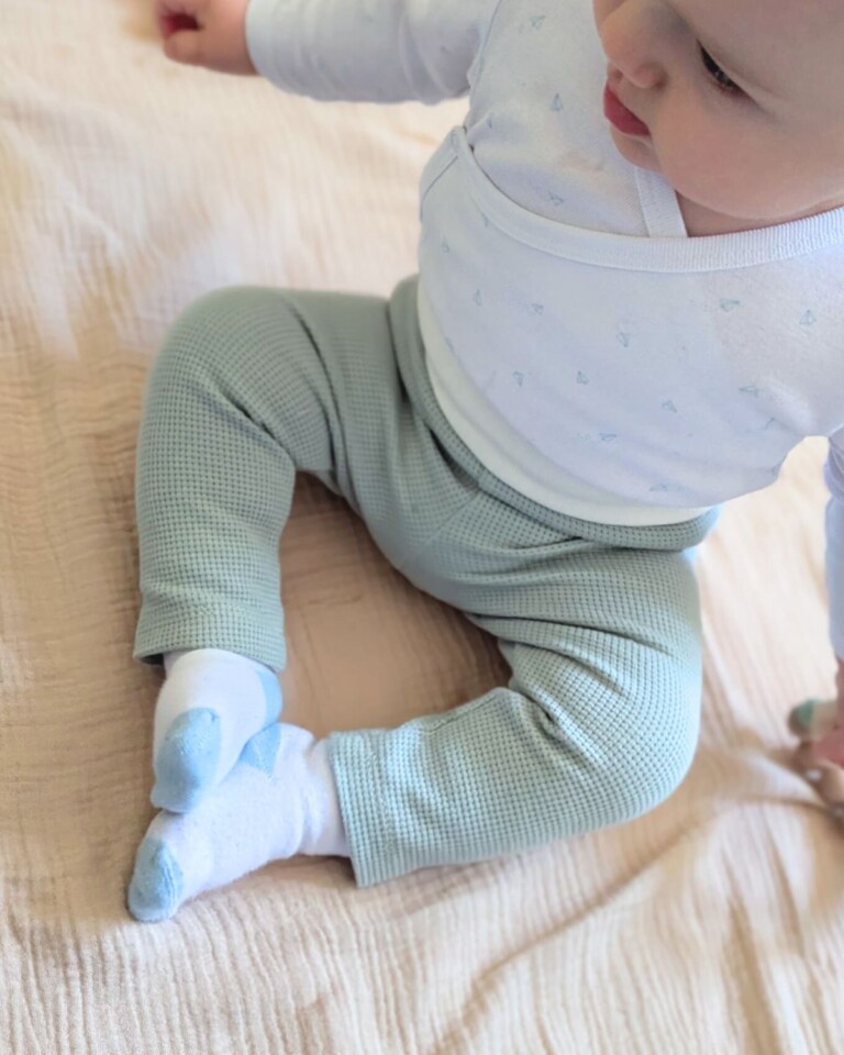 Petit Pote - Pantalon Nid d'abeille – 6-12 mois / Vert d'eau