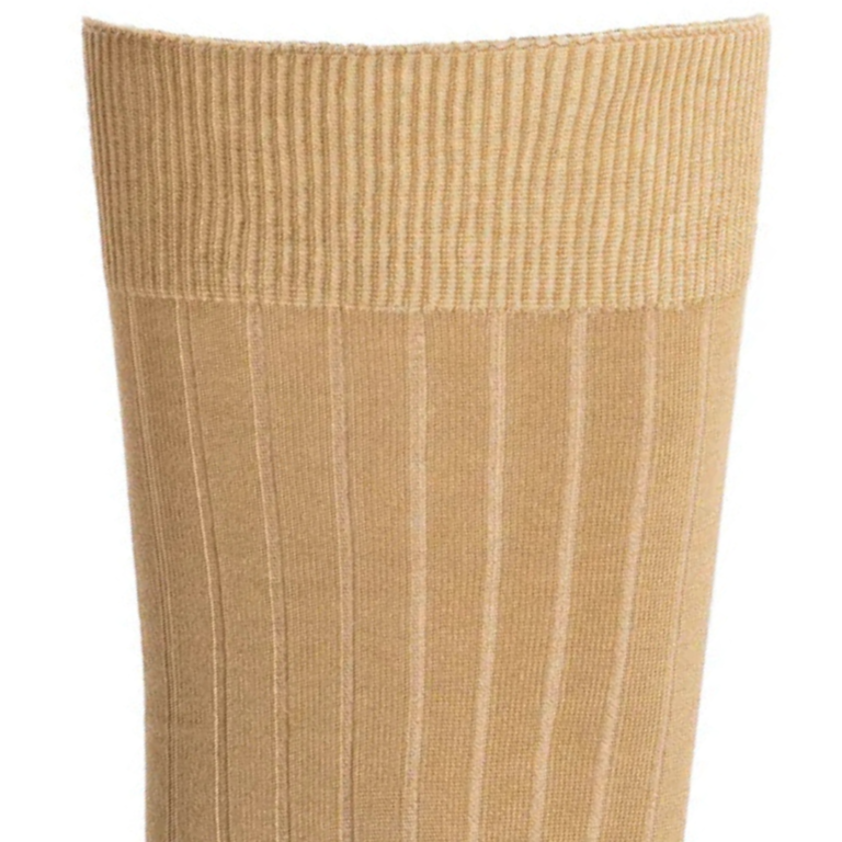Maison Broussaud - Les fils d'Ecosse - chaussettes homme - coton beige – 43/46 / BEIGE