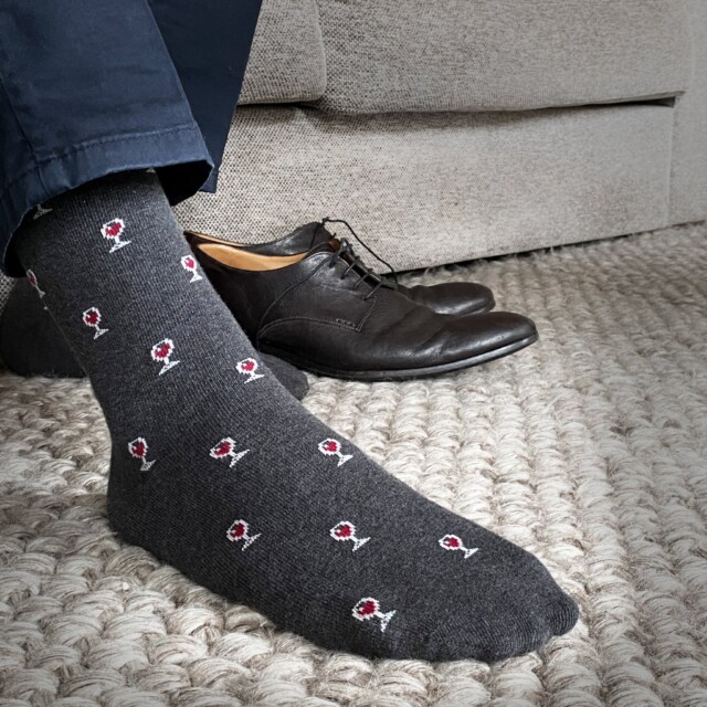 Maison Broussaud - Les Epicuriens 2 - chaussettes homme - coton gris – 43/46 / Gris Bordeaux
