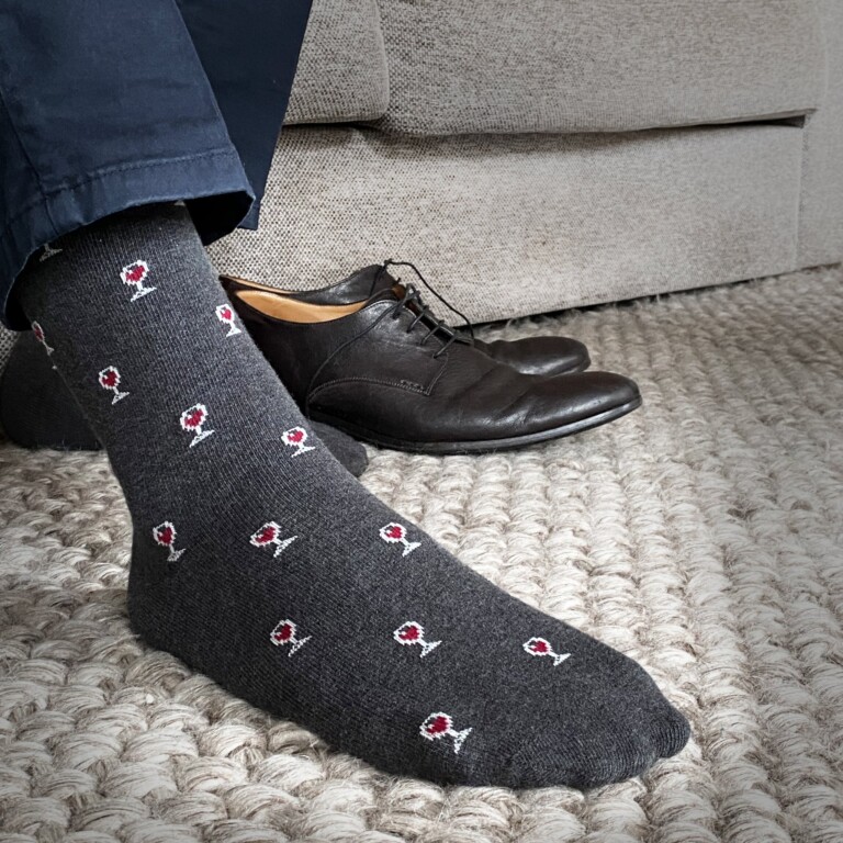 Maison Broussaud - Les Epicuriens 2 - chaussettes homme - coton gris – 43/46 / Gris Bordeaux
