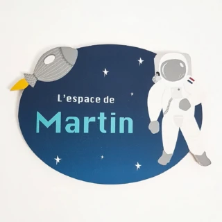L’Atelier BABY’SPHERE - Plaque de porte prénom sur le thème de l’espace
