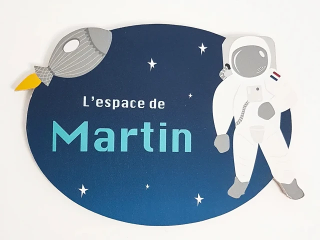 Atelier Baby’Sphère - Plaque de porte prénom sur le thème de l'espace