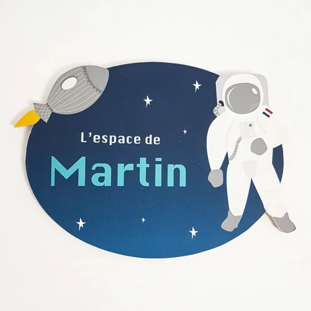 L’Atelier BABY’SPHERE - Plaque de porte prénom sur le thème de l’espace