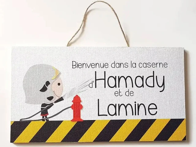 plaque porte pompiers 1 1 2 Atelier Baby’Sphère - Plaque de porte bienvenue dans ma caserne de pompier