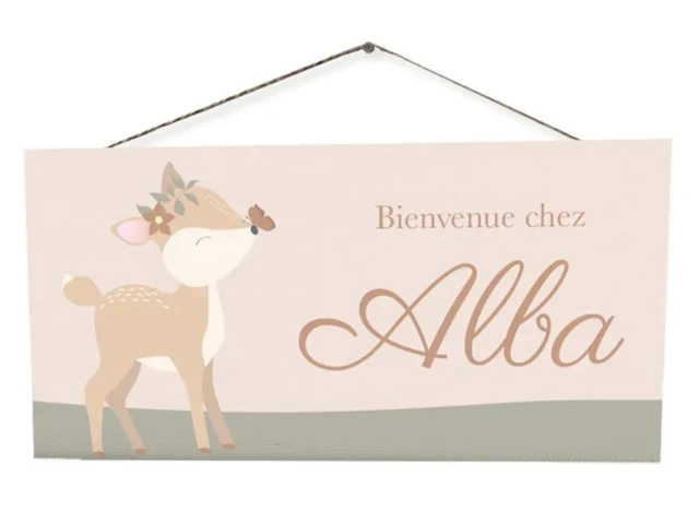 Atelier Baby’Sphère - Plaque de porte biche personnalisée – une touche poétique pour la chambre de bébé