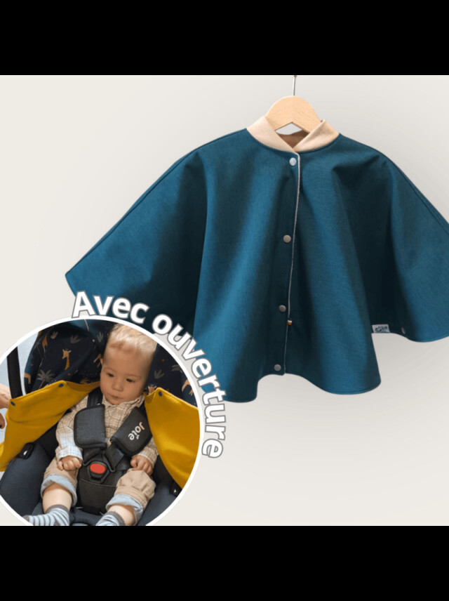 Poncho avec ouverture spécial voiture approuvé par Sécurange – Canard par la marque Les Mômes des Dômes Les Mômes des Dômes - Poncho avec ouverture spécial voiture approuvé par Sécurange – Canard