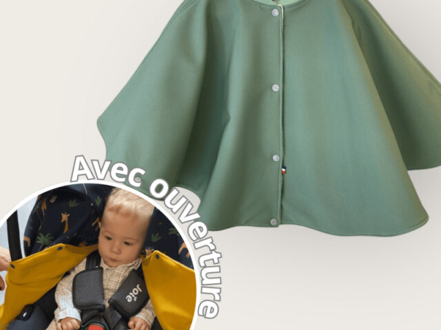 poncho avec ouverture special voiture approuve par securange menthe Les Mômes des Dômes - Poncho avec ouverture spécial voiture approuvé par Sécurange - Menthe