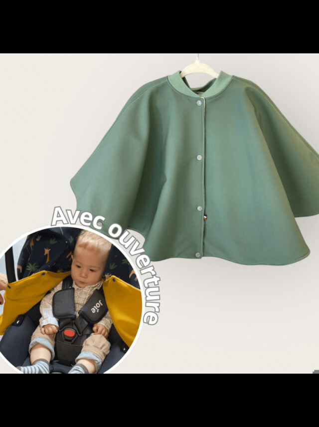 Poncho avec ouverture spécial voiture approuvé par Sécurange – Menthe par la marque Les Mômes des Dômes Les Mômes des Dômes - Poncho avec ouverture spécial voiture approuvé par Sécurange – Menthe