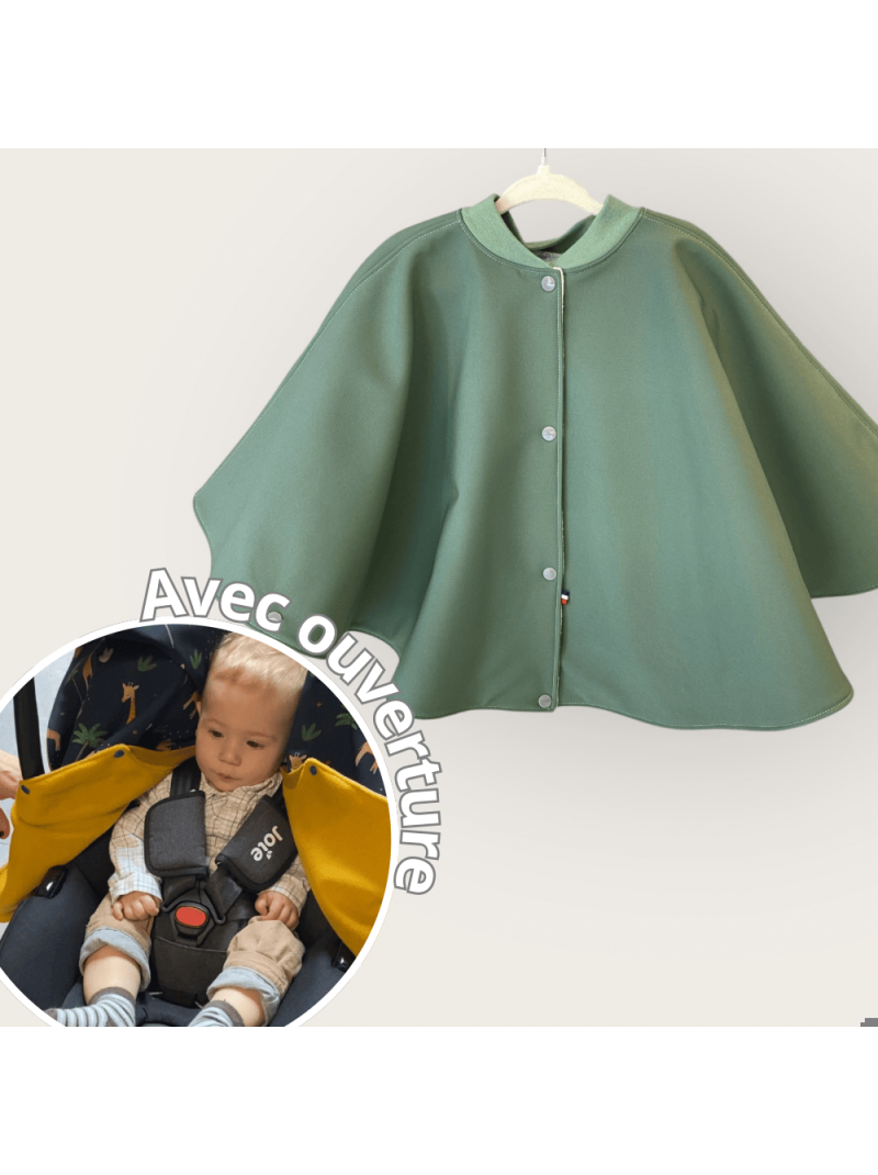 poncho avec ouverture special voiture approuve par securange menthe Les Mômes des Dômes - Poncho avec ouverture spécial voiture approuvé par Sécurange - Menthe