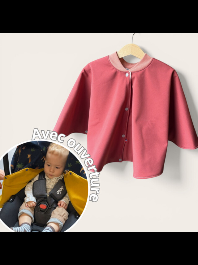 Poncho avec ouverture spécial voiture approuvé par Sécurange – Ombelline par la marque Les Mômes des Dômes Les Mômes des Dômes - Poncho avec ouverture spécial voiture approuvé par Sécurange – Ombelline