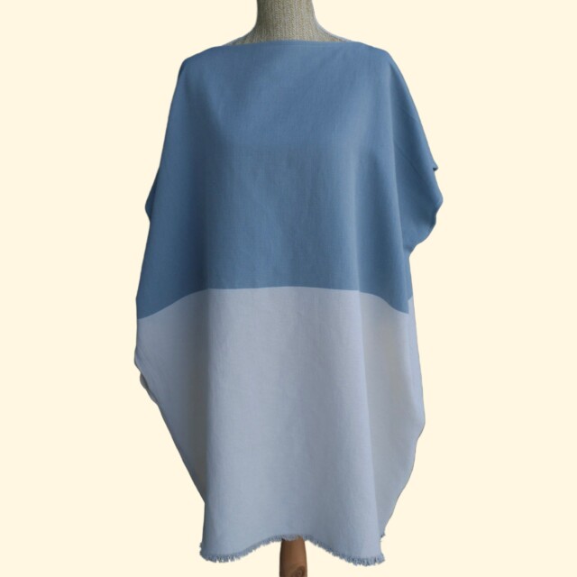 Aux Bains Français - Poncho de Plage Bicolore – Océan/Ecru