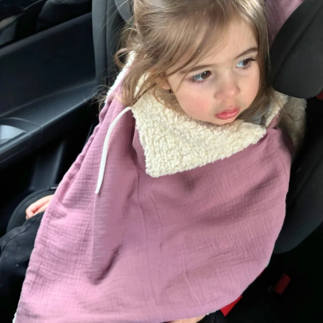 Petit Pote - Poncho bébé enfant coton bio / Doublure écrue – Taille unique / Camel