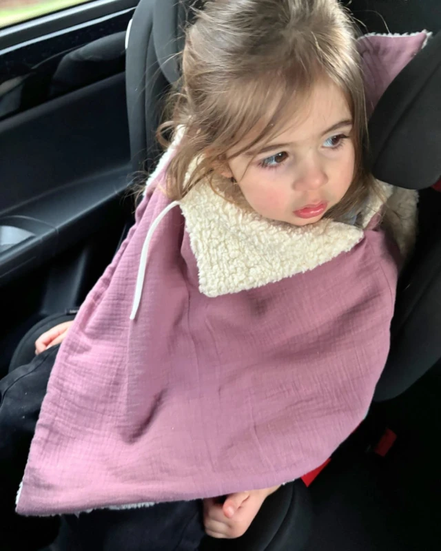 Petit Pote - Poncho bébé enfant coton bio / Doublure écrue – Taille unique / Camel