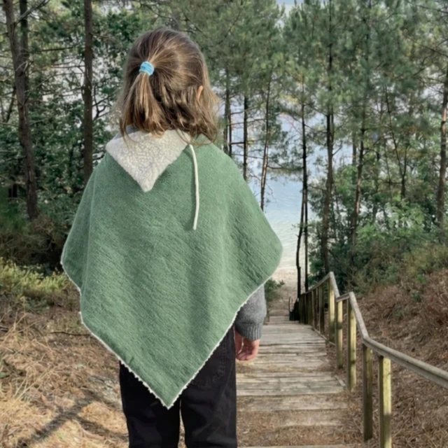 Petit Pote - Poncho bébé enfant coton bio / Doublure écrue – Taille unique / Camel
