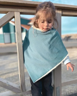 Petit Pote - Poncho bébé enfant coton bio / Doublure écrue