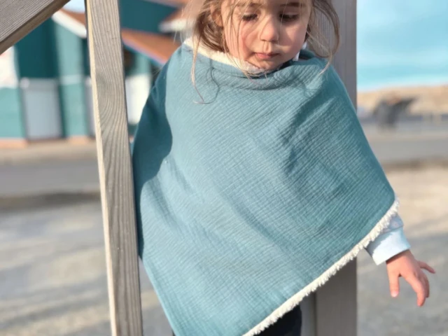 Petit Pote - Poncho bébé enfant coton bio / Doublure écrue