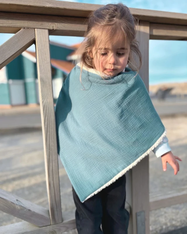 Petit Pote - Poncho bébé enfant coton bio / Doublure écrue