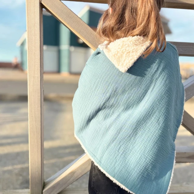 Petit Pote - Poncho bébé enfant coton bio / Doublure écrue – Taille unique / Camel